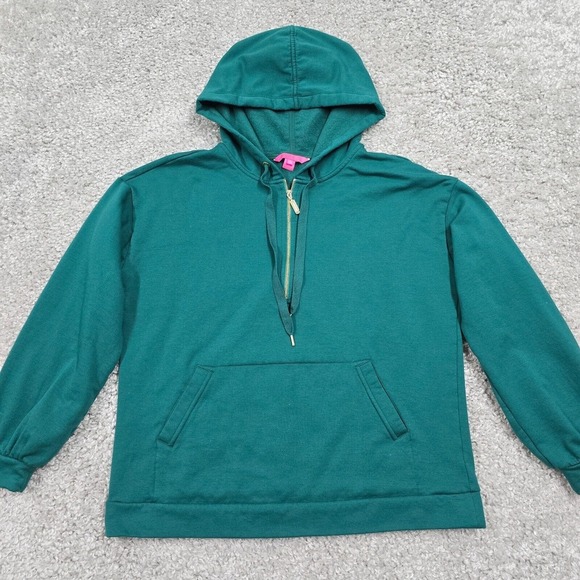 Lilly Pulitzer Suri Hoodie Womens Medium Green Long Sleeve 1/4 Zip Lounge - Picture 1 of 12